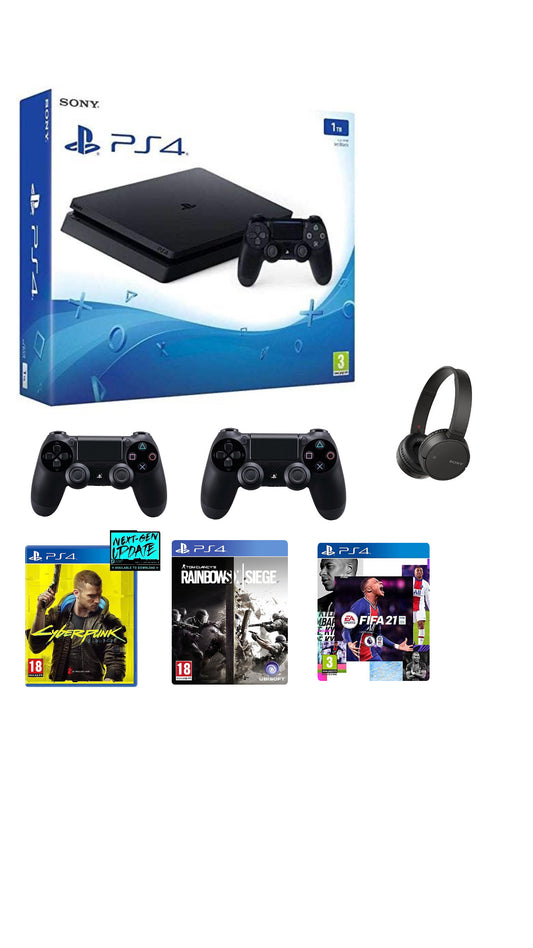 Bundle PS4 Slim 500GB – Grado A | 2 Controller + 3 Giochi + Cuffie Sony