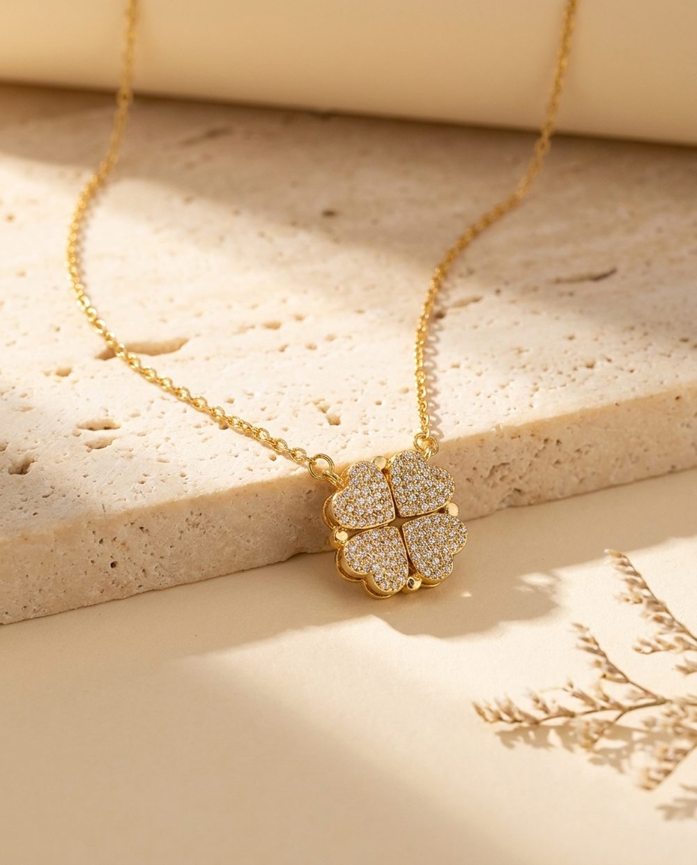 The Lucky Heart necklace in Calvelle’s product photography